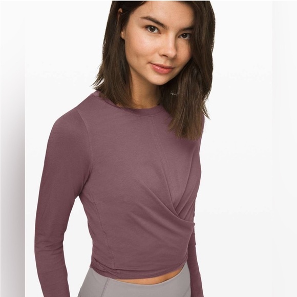 Lululemon Time To Restore Long Slv Shirt Womens 4 Antique Bark Purple - Picture 1 of 5